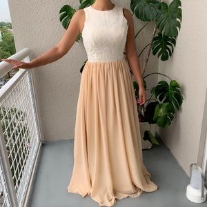 Nude and Cream Lace Maxi Dress